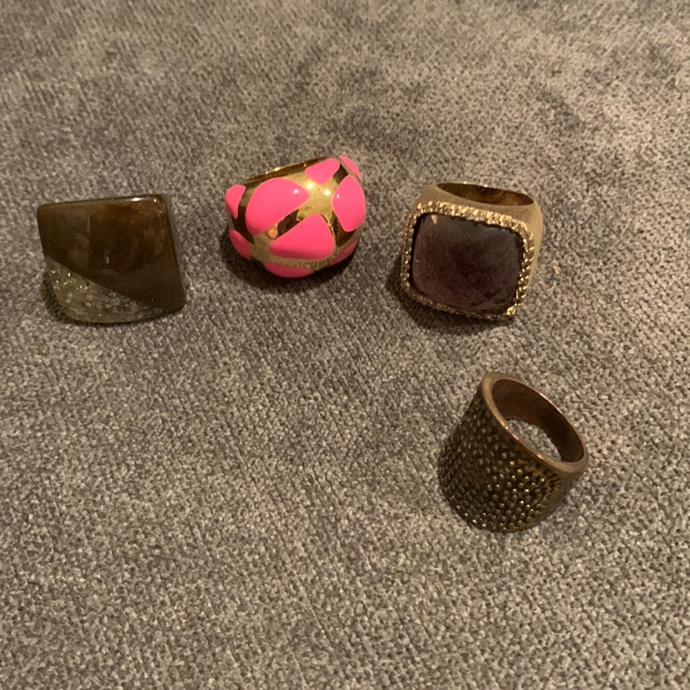 Set of Four Cocktail Rings, Sz 7